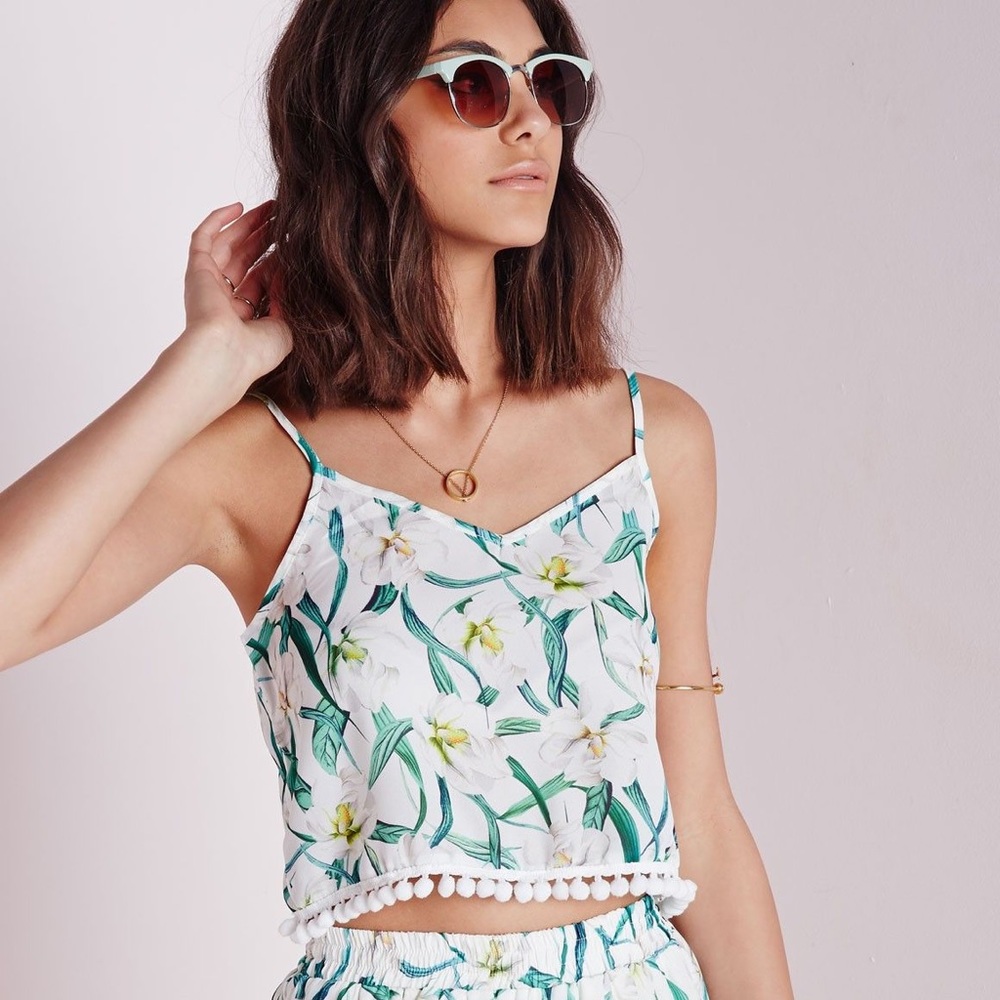 Missguided Botanical Pom Pom Crop Top